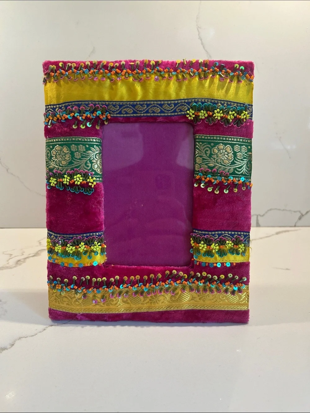 Anthro inspired Colorful Embellished Velvet Photo Frame